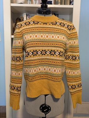 Yellow Fair Isle Knit Sweater - Women's